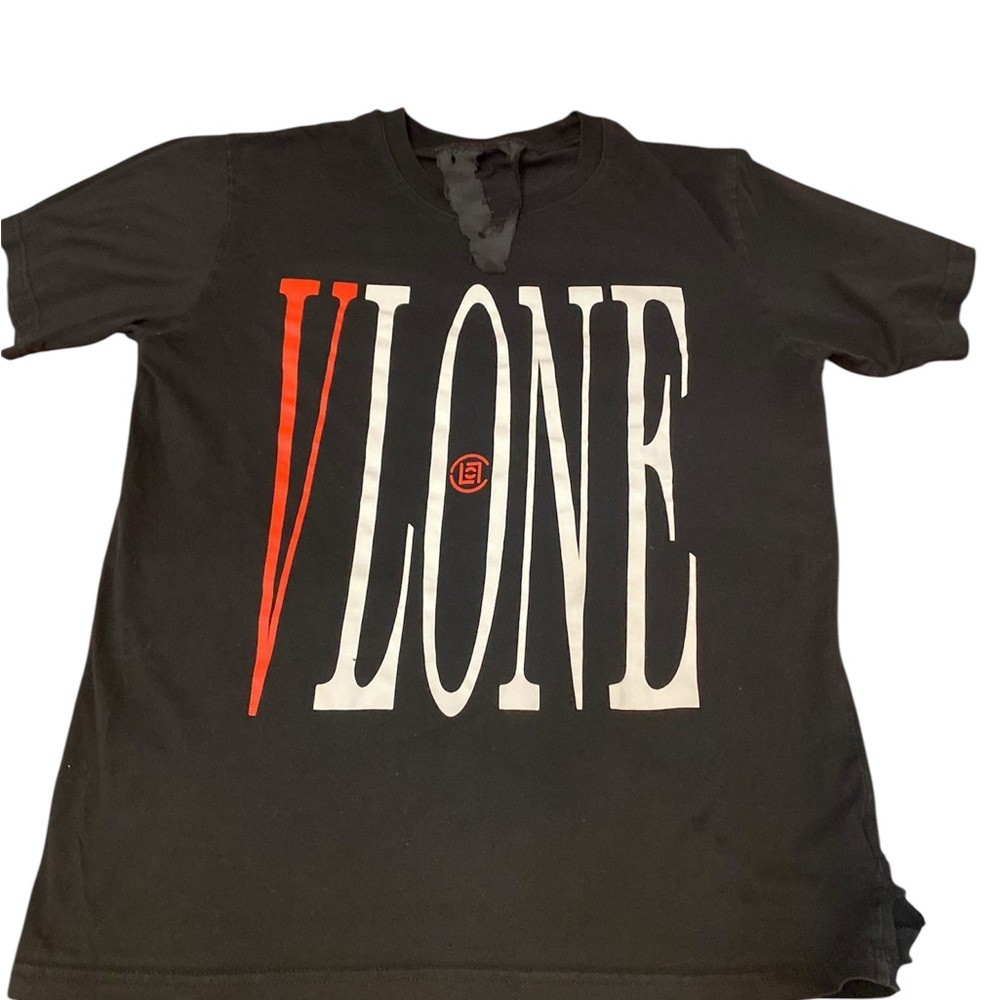 VLONE Black Tee with Red and White Lettering